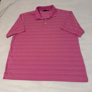 Walter Hagen Essentials Pink Striped Golf Polo Short Sleeve Shirt Mens XL